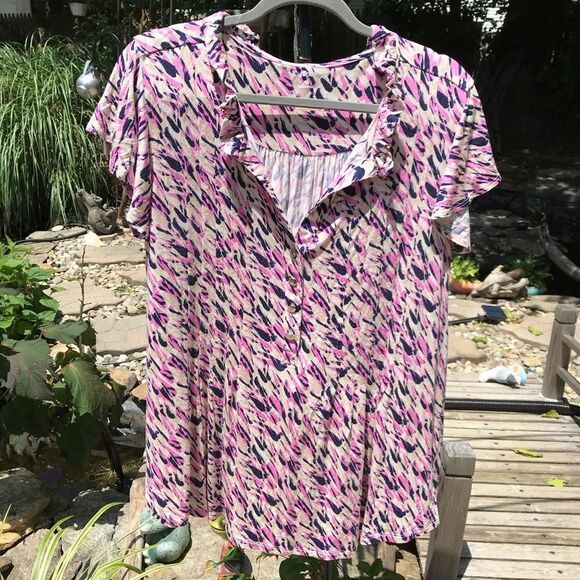 Blue and Pink Short Sleeve Tunic - Picture 1 of 8